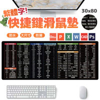 快捷鍵滑鼠墊 30x80cm 滑鼠墊 鍵盤墊 大尺寸 加厚防滑 電腦桌墊 辦公神器