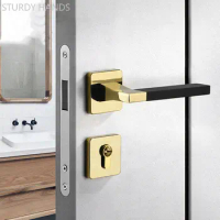 Zinc Alloy Magnetism Door Lock Indoor Wooden Door Handle Lockset Magnetic Suction Mute Bedroom Door Locks with Key Home Hardware