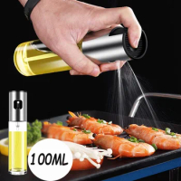 100ML Glass Spray Oil 2in1 Sprayer Bottle for Cooking Spray Oil Dispenser Jar Olive Oil Bottle for BBQ Baking Kitchen Supplies