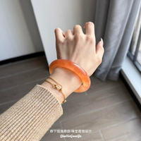 【現貨】橋下觀漁 天然黃龍玉手鐲冰種水沫玉玉鐲玉石黃玉翡翠玉鐲送禮物【北歐家居生活】