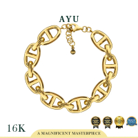 AYU Gelang Emas - Fluffy Oval Link Bracelet 16k Yellow Gold