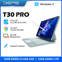 DERE T30 Pro Tablet Laptops 13-inch 2K IPS Touch Screen 16GB RAM 1TB SSD Computer with D-Pencil Ultrabook Windows 11 Notebook