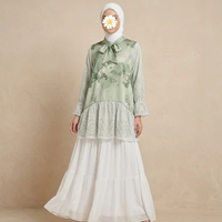 Premium Tunic Outer Silk Motif / Atasan Luaran Tunik Lace Kombinasi Satin / Blouse Outer Kondangan M