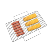 Cooking Wire Mesh Shelf Roast Net Handle, Stainless Steel Plating, Non-stick Roast Meat Tool, Vegetable Chicken Meat Cook Tool