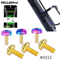 2pcs RISK M5x12mm Titanium Bike Bottle Holder Screw Bicycle Water Bottle Cage Bolts Titanium Alloy Bicycle Accessories