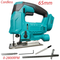 Portable 65mm Cordless Electric Jig Saw Portable Multi-Function Woodworking Power Tool for Makita 18V Battery(No Battery)