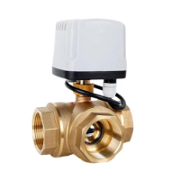 1/2" 3/4" 1" 1-1/4" 1-1/2" 3 Way IP65 Waterproof Motorized Ball Valve 3-Wire 2 Control T/L Type Brass Electric Ball Valve