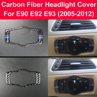 For BMW E90 E92 E93 2005-2012 Interior Carbon Fiber Headlight Switch Button Cover Trim Car Styling Stickers 3 Series Accessories