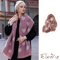 【Elodie】格紋圍巾 保暖圍巾/歐美時尚愛心格紋保暖流蘇圍巾 披肩(3色任選)