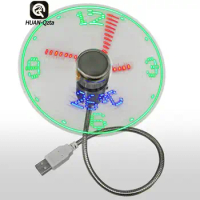 LED Clock Fan DC 5V Mini Cooling Flashing Fan Clock Fans Time Temperature Display Real Time Display Flexible Gooseneck LED Clock