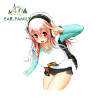 EARLFAMILY 13cm x 10.3cm for Super Sonico Sexy Vinyl Car Wrap Stickers Motorcycle Decal Anime Funny Campervan Laptop Decals