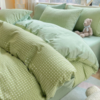 Jiuzhou Deer Fresh Style Four-Piece Set Pure Cotton Bed Sheet Quilt Cover Bed Skirt Bedroom Full Cot