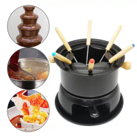 Domestic Fondue Maker Set with 6 Forks Multifunctional Removable Melting Pot Hot Pot for Chocolate Sauces Caramel Home Cheese