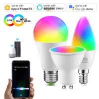 1-4pcs Tuya Smart Led Bulb E27 E14 GU10 Homekit RGBCW WiFi Light Bulb LED Spotlight For Apple Home Kit Amazon-Alexa Google Home