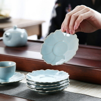 晟窯汝窯杯墊陶瓷功夫茶具配件開片可養禪意日式茶杯托隔熱墊家用