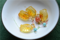 萬能扣小提溜蜜蠟金絞蜜金珀小魚小配件 diy手串首飾掛件掛飾
