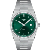 【TISSOT 天梭 官方授權】PRX系列 70年代復刻石英錶-綠/40mm 520禮物 送禮(T1374101109100)