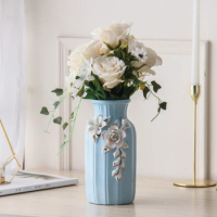 Blue Vase Ceramic Vase Home Decoration Accessories Chinese Arts And Crafts Dry Flower Modern Minimalist Literary Vases for Flowe