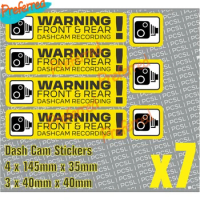 7 Yellow x Dash Cam Recording CCTV In Car Video Camera Decal Vinyl Stickers