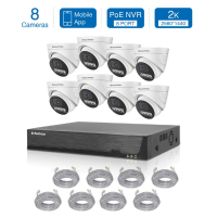 2K高清PoE 8路8鏡頭 NVR CCTV監控套裝 -室內海螺型半球