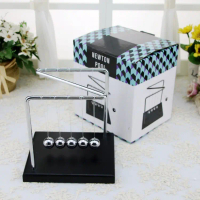 ูลูกตุ้มโมเมนตัมโลหะ 5 ลูก Newton Cradle Balance Balls ฐานสีดำ
