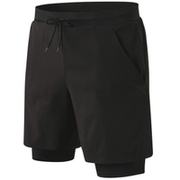 Lulu New Men Sports Fitness Running Training drawstring กางเกงขาสั้นแบบสองชิ้นพร้อมกระเป๋า11410