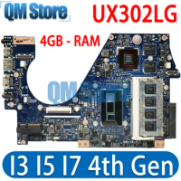 UX302LG Mainboard For ASUS Zenbook UX302L UX302 UX302LA Laptop Motherboard Main Board i3 i5 i7 CPU 4G-RAM GT730M/UMA