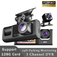 Car DVR HD1080P 3 Lens Car Dashboard Camera 3 Channel Camera DVR Video Recorder Video Register Dashcam Camera with Wifi