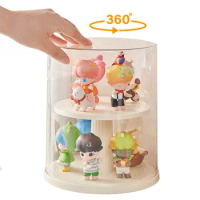 360 Degree Rotatable Anime Figure Storage Box Stackable Dustproof Showcase Clear Display Stand for Collectibles Action Figures