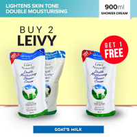 BUY 2 GET 1 FREE Leivy Shower Cream Goat Milk 900ml - Sabun Mandi Pemutih Badan Cair Refill Susu Kam