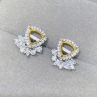 925 Silver Stud Earrings Setting for Jewelry DIY 18K Gold Plating 925 Silver Gemstone Earrings Setting