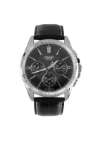 Casio Casio 卡西歐通用計時黑色皮錶帶男士手錶 MTP-1375L-1AVDF-P