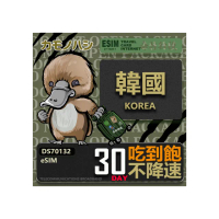 【鴨嘴獸 旅遊網卡】韓國eSIM 30日吃到飽 高流量網卡(韓國上網卡 免換卡 高流量上網卡)