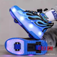 Giày Heelys, Dành Cho Bé Trai, Năm 2024, Giày Trượt Patin Trẻ Em, Bánh Xe Đôi, Đèn Nhấp Nháy, Thích 