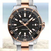MIDO美度 官方授權M6 Ocean Star 海洋之星GMT雙時區腕錶 半金色黑面44㎜(M0266292205100)