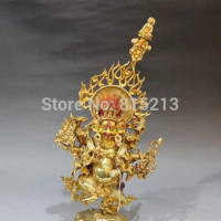 bi001146 Bronze 24K Gold Painting 3 Head 8 Arms Namgyalma &amp; Ushnishavijaya Buddha Statue