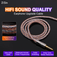 ZiSin 24 16 Core Upgraded Silver Plated Copper Cable 3.5/4.4 MM With MMCX/2pin/QDC TFZ For KZ ZS10 ZSN ZSX BLON BL-03 Earphone