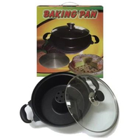 Baking Pan Teflon 28 cm Tutup Kaca Loyang Cetakan Panggangan Kue Bolu Anti Lengket