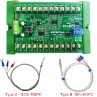 8CH RS485 PT100 RTD RS485 Temperature Sensor Acquisition Module Modbus Rep NTC K Thermocouple 8-30V PTA8D08 -40℃ to 500℃