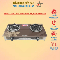 Bếp Gas Đôi ZO-DO Mặt Kính Thời Trang, Khay Hứng Tràn Rời, Kiềng Chắn Gió