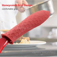 Silicone Handle Cover Honeycomb Hot Handle Holder Potholder For Cast Iron Skillets Pans Grip Sleeve Cover Pots Pans Handle Part