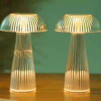 Mushroom Decor Lights Transparent Night Light Mushroom Lamp Crystal Table Lamp LED Ambient Lights For Children Study Room