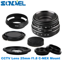 25mm F1.8 APS-C Television TV Lens CCTV Lens+hood For Sony E Mount Nex-5T Nex-F3 Nex-6 Nex-7 Nex-5R A6300 A6100 A6000 A6500
