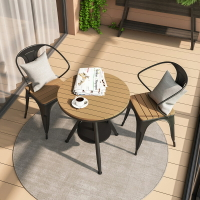 庭院陽台小桌椅奶茶店咖啡廳白色室外圓桌子戶外防曬休閒桌椅組合