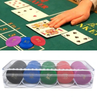 100Pcs Casino Poker Chip Roulettes Game Bingo Chip Plastic Counting Counters Poker Chip for Game Play Learning