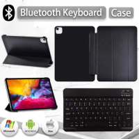 For Apple IPad Pro 11 2018 2020/IPad Air 4 10.9" Tablet Case PU Leather Smart Sleep Tri-fold Bracket Cover + Bluetooth Keyboard