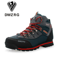 DWZRG Men Hiking Shoes Waterproof Leather Shoes Climbing &amp; Fishing Shoes New Popular Outdoor Shoes Men High Top Winter Boots