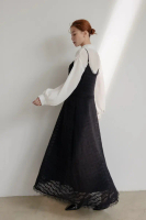 【TIFF】氣質細肩蕾絲排釦洋裝#黑-黑