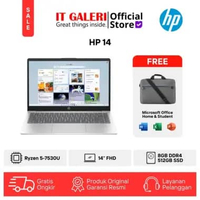 HP 14 | EM0531AU | AMD Ryzen 5-7530U | RAM 8GB | SSD 512GB | Layar 14"inch FHD | Windows 11 Home + M