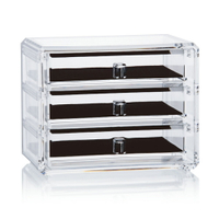 質感三層透明壓克力抽屜收納盒(17x11.5x13cm) #1640